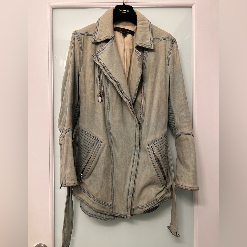 Theory vintage denim motor jacket